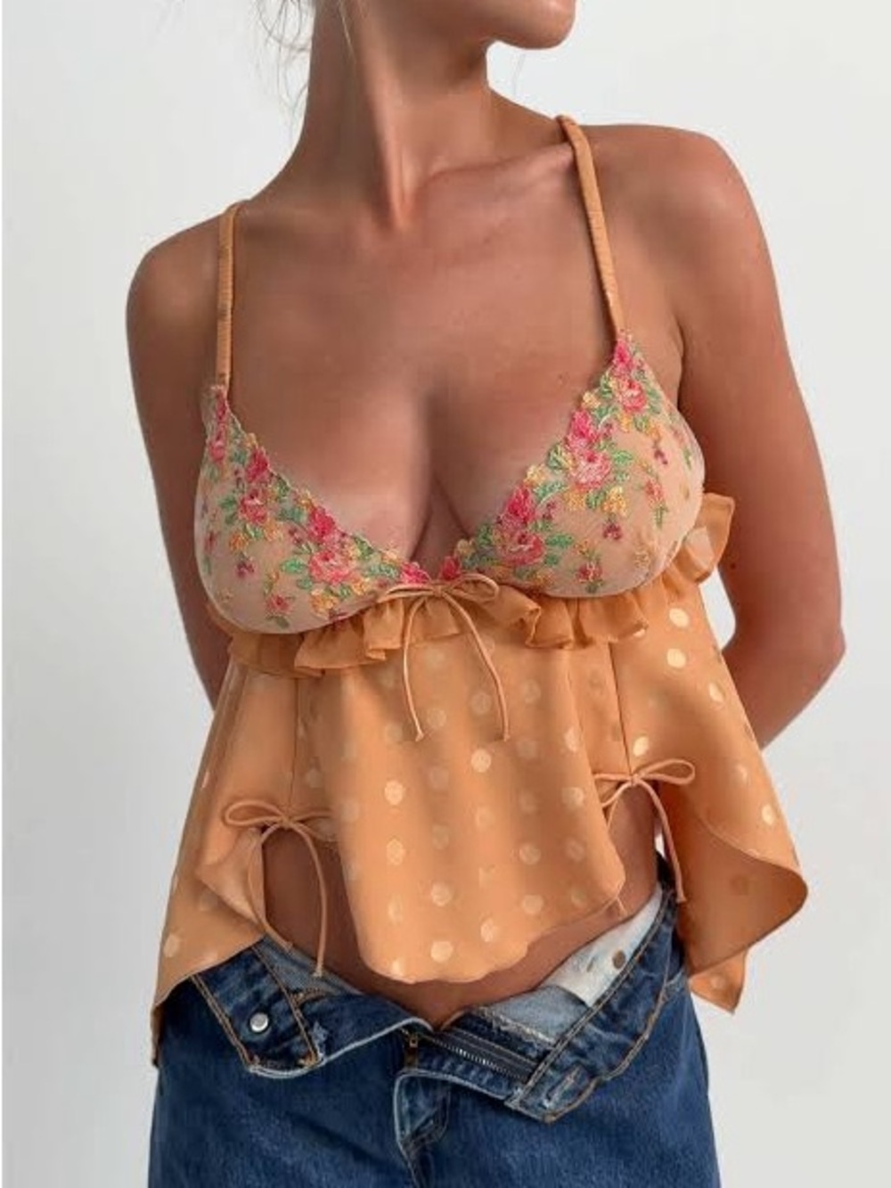 NWT (M) For Love & Lemons Rosebud Glimmer Dot Sleep Top / Camisole